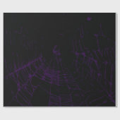 Paarse en zwarte Gothic Spiderweb Cadeaupapier (Vlak)