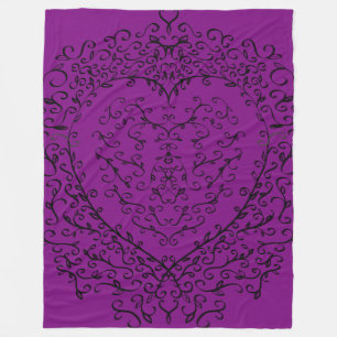 Paarse en zwarte Gothic Wedding Heart Fleece Deken