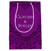 Paarse en zwarte Gothic Wedding Heart Medium Cadeauzakje (Voorkant)
