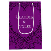 Paarse en zwarte Gothic Wedding Heart Medium Cadeauzakje (Achterkant)
