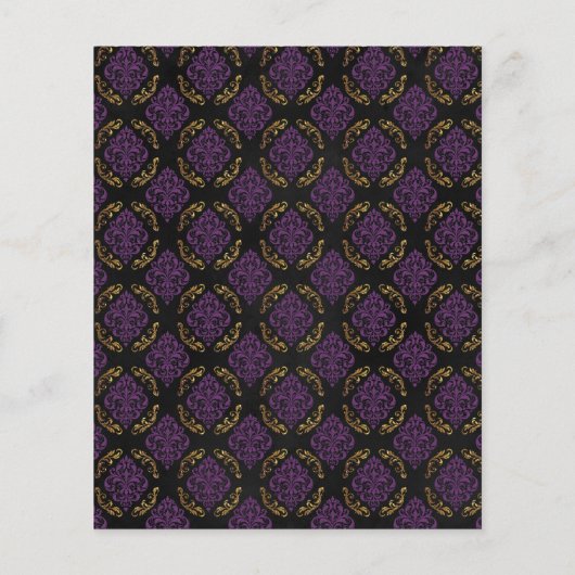 Paarse en Zwarte  Gotische Bloemen Bruiloft Flyer (Achterkant)