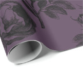 Paarse en zwarte gotische bloemmotief Halloween Cadeaupapier (Rol Hoek)