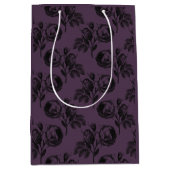 Paarse en zwarte gotische bloemmotief Halloween Medium Cadeauzakje (Voorkant)