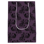 Paarse en zwarte gotische bloemmotief Halloween Medium Cadeauzakje (Achterkant)