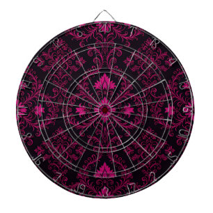 Paarse en zwarte gotische damastpatroon dartbord