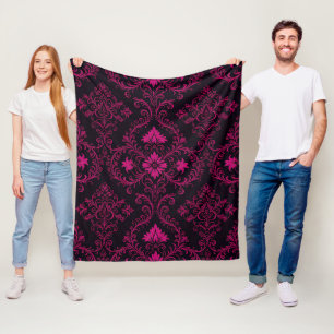 Paarse en zwarte gotische damastpatroon fleece deken