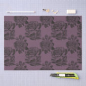 Paarse en zwarte Gotische Rozen Patroon Halloween Tissuepapier (Craft)