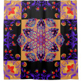 Paarse en zwarte grafische illustratie, violette N Douchegordijn (Voorkant)