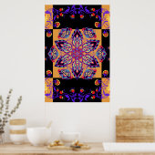 Paarse en zwarte grafische illustratie, violette N Poster (Keuken)