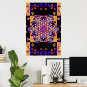 Paarse en zwarte grafische illustratie, violette N Poster (Thuiskantoor)