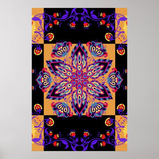 Paarse en zwarte grafische illustratie, violette N Poster (Voorkant)