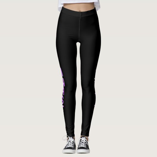 PAARSE EN ZWARTE GYMNASTIEK LEGGINGS (Voorkant)