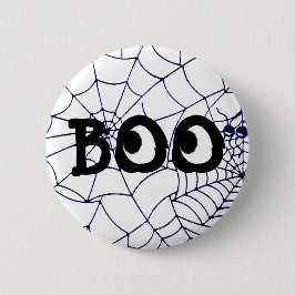 Paarse en zwarte Halloween Boo Eyeballs Button