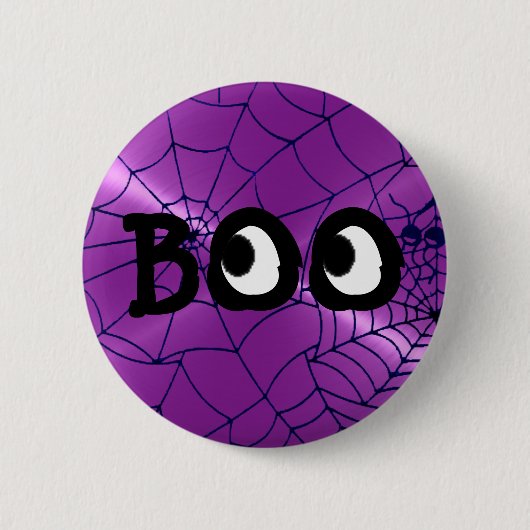Paarse en zwarte Halloween Boo Eyeballs Button (Voorkant)