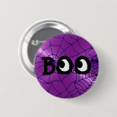 Paarse en zwarte Halloween Boo Eyeballs Button (Voorkant /achterkant)