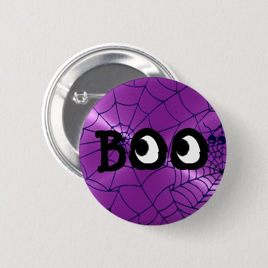 Paarse en zwarte Halloween Boo Eyeballs Button (Voorkant /achterkant)