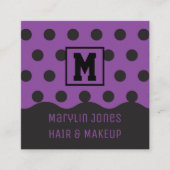 PAARSE EN ZWARTE HALLOWEEN POLKA DOT VIERKANTE VISITEKAARTJE (Voorkant)