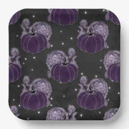 PAARSE EN ZWARTE HALLOWEEN PUMPKINS ROZEN PAPIEREN BORDJE