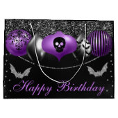 Paarse en zwarte halloween-siernamen van zaterdag groot cadeauzakje (Achterkant)