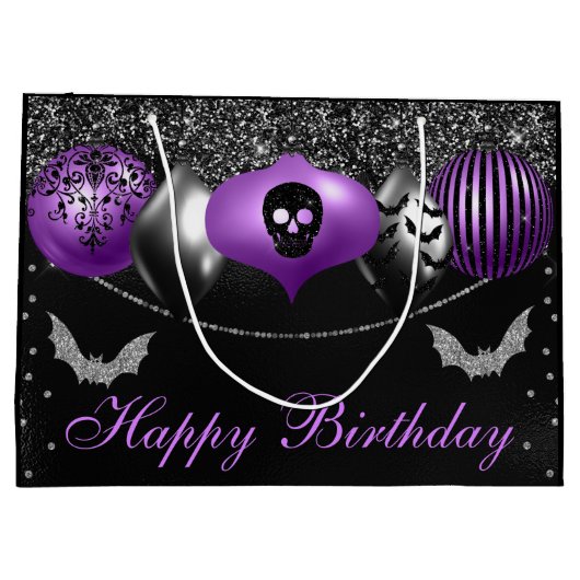 Paarse en zwarte halloween-siernamen van zaterdag groot cadeauzakje (Achterkant)