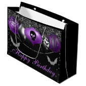 Paarse en zwarte halloween-siernamen van zaterdag groot cadeauzakje (Voorkant Gekanteld)