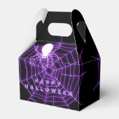 Paarse en zwarte halloween spin webvoordesteknop bedankdoosjes (Achterkant)