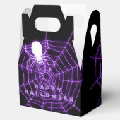 Paarse en zwarte halloween spin webvoordesteknop bedankdoosjes (Geopend)