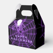 Paarse en zwarte halloween spin webvoordesteknop bedankdoosjes (Voorkant Zijde)