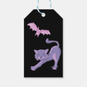 Paarse en zwarte Halloween verjaardagdank u Cadeaulabel (Achterkant)