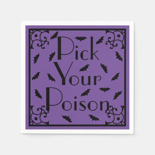Paarse en zwarte Halloween vleermuizen plukken je  Servet (Voorkant)