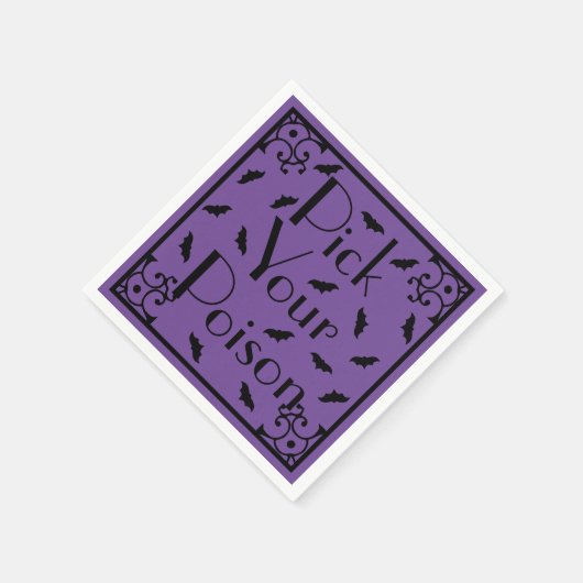 Paarse en zwarte Halloween vleermuizen plukken je  Servet (Hoek)