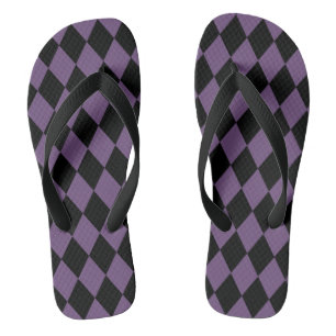 Paarse en zwarte Harlequin Pattern Teenslippers
