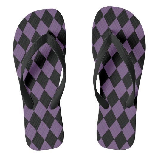 Paarse en zwarte Harlequin Pattern Teenslippers (Voetbed)