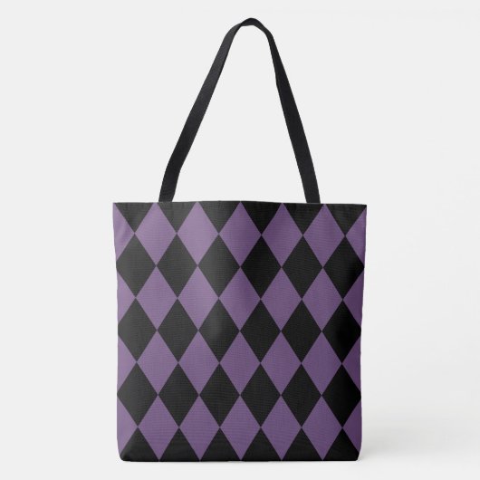Paarse en zwarte Harlequin Pattern Tote Bag (Voorkant)