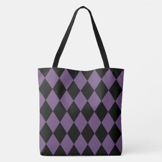 Paarse en zwarte Harlequin Pattern Tote Bag (Achterkant)