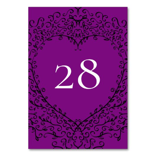 Paarse en zwarte hart bruiloft kaart (Achterkant)