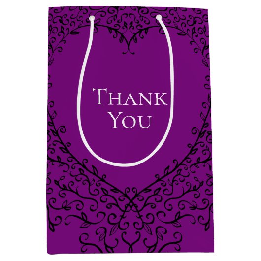 Paarse en zwarte hart bruiloft medium cadeauzakje (Voorkant)