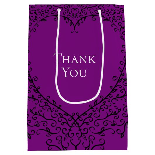 Paarse en zwarte hart bruiloft medium cadeauzakje (Achterkant)