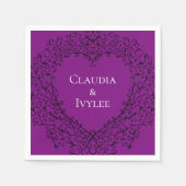 Paarse en Zwarte Hart Gothic Trouwservetten Servet (Voorkant)