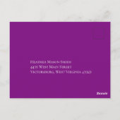 Paarse en Zwarte Hart Gotische Bruiloft Antwoord K Briefkaart (Achterkant)