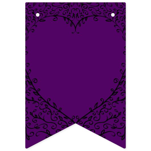 Paarse en Zwarte Hart Gotische Bruiloft Bunting Vlaggetjes (Tweede vlag)