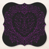 Paarse en Zwarte Hart Gotische Bruiloft Onderzette Kartonnen Onderzetters (Voorkant)