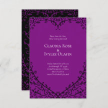 Paarse en Zwarte Hart Gotische Bruiloft Save the D