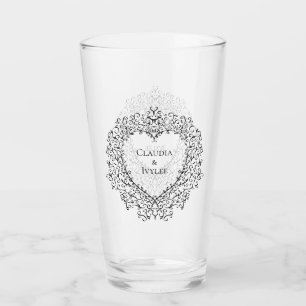 Paarse en Zwarte Hart Gotische Trouwglas Glas