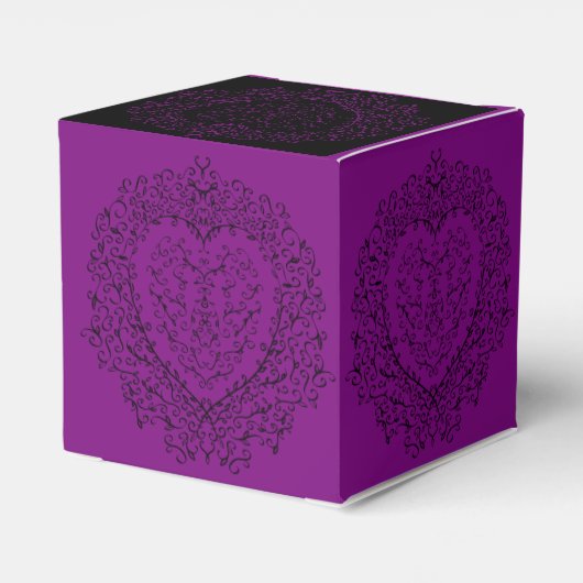 Paarse en zwarte hartritme-weddenschap bedankdoosjes (Achterkant)