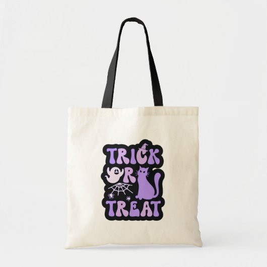 Paarse en zwarte heksen pet spook Trick or treat Tote Bag (Voorkant)