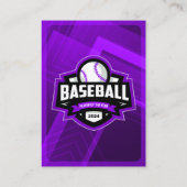 Paarse en zwarte honkbalspeler Trading Photo Card Contactkaartje (Achterkant)