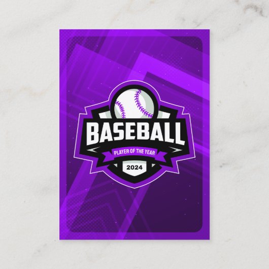 Paarse en zwarte honkbalspeler Trading Photo Card Contactkaartje (Achterkant)