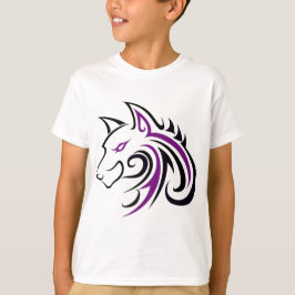 Paarse en zwarte hoofdlijn t-shirt