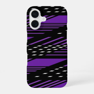 Paarse en zwarte iPhone 16 mobiele hoes met patroo Hoesje